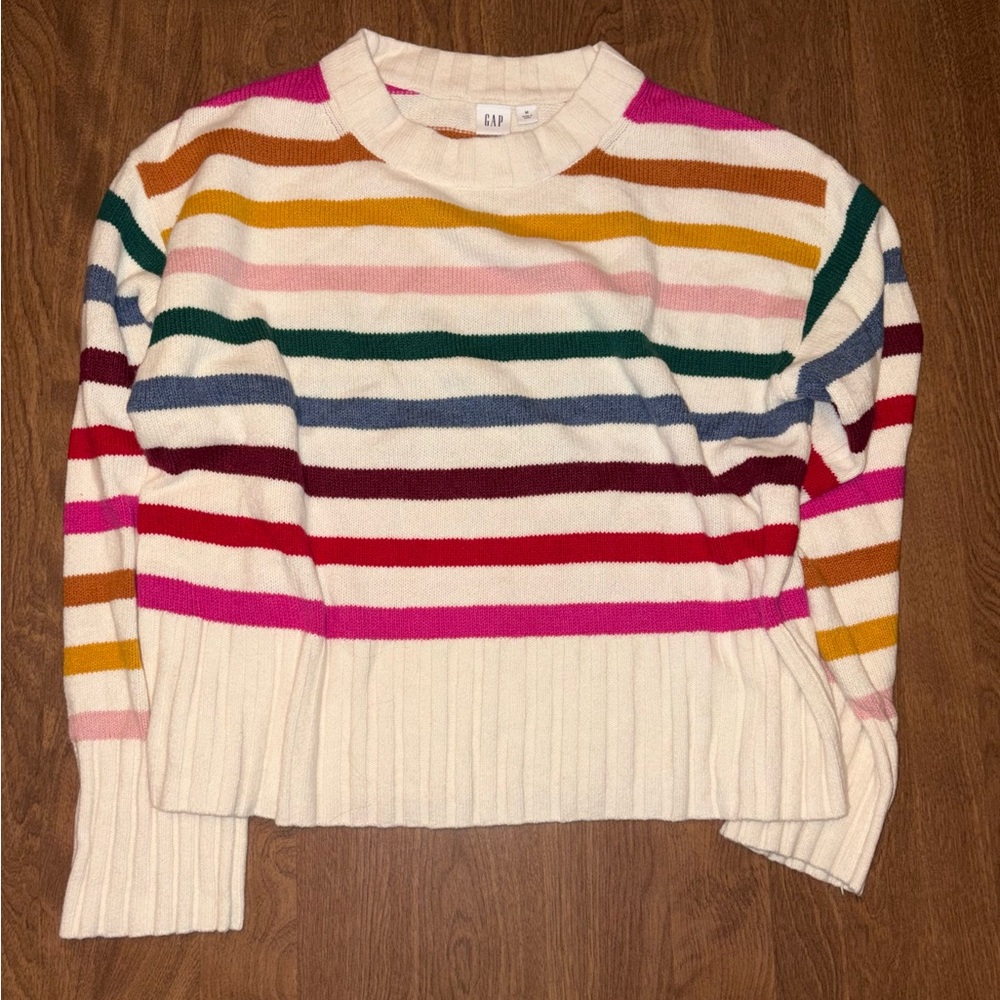 GAP Women’s Multicolor Striped Crewneck Sweater - White Base
